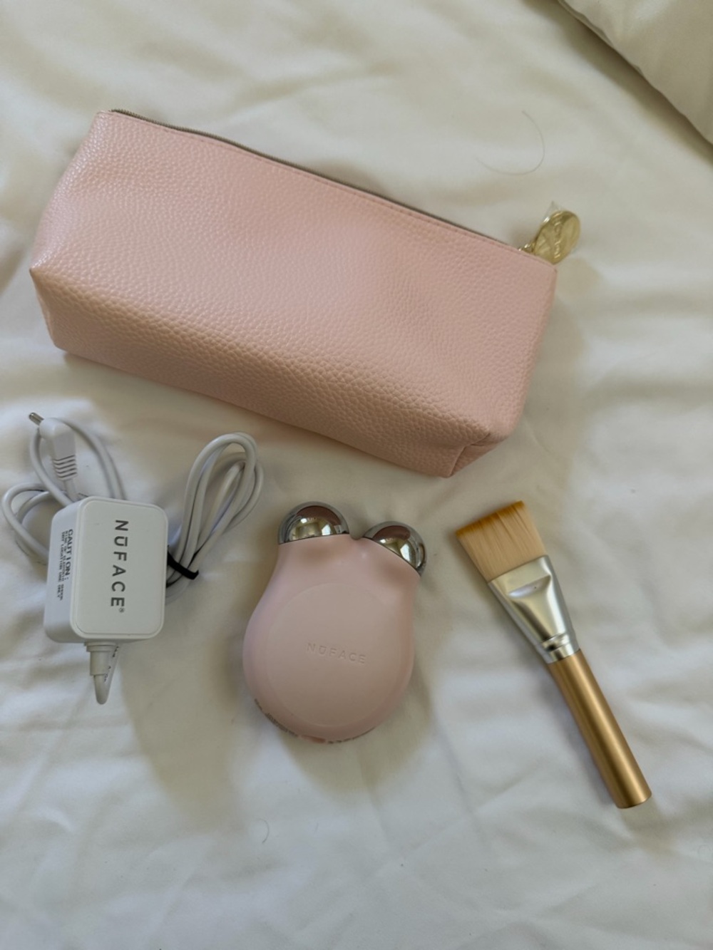 NuFACE MINI+ Starter Kit in Pink and White with Silver Accents